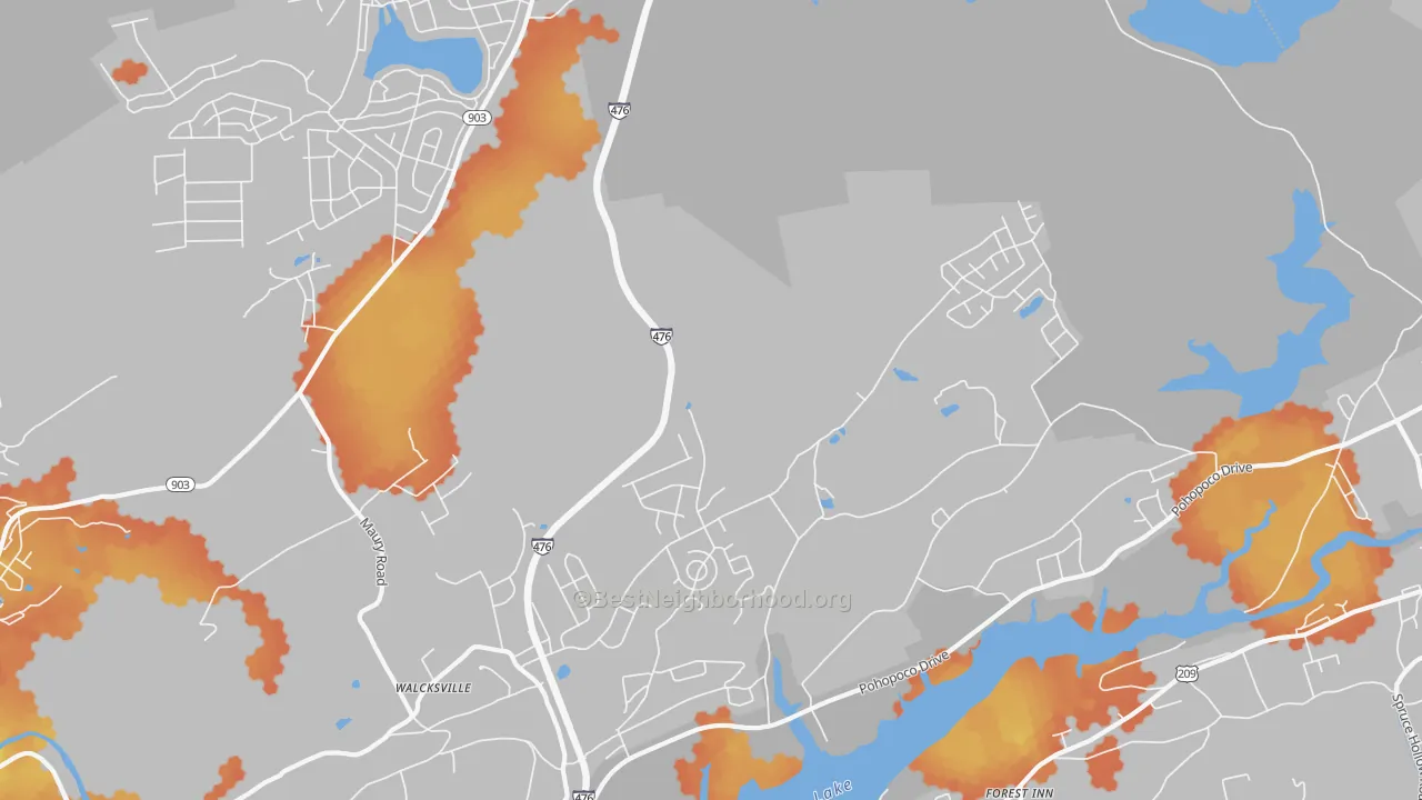 Bike Grade map of Walcksville, PA