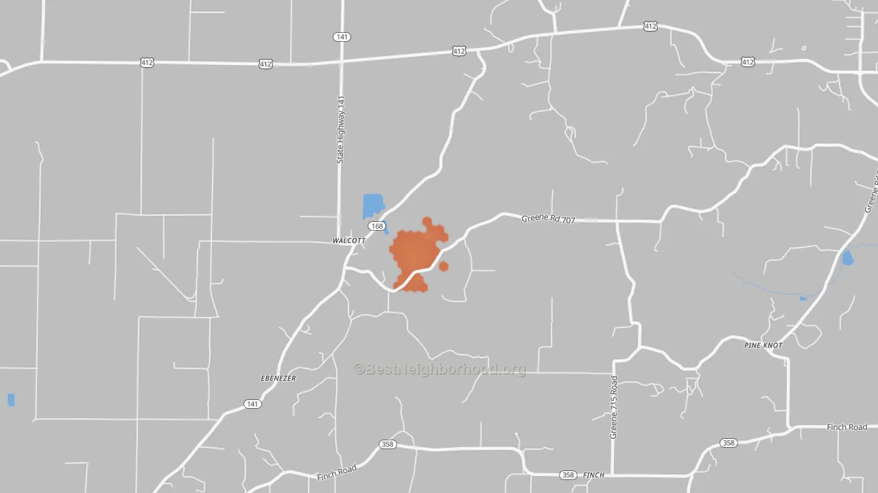 Bike Grade map of Walcott, AR
