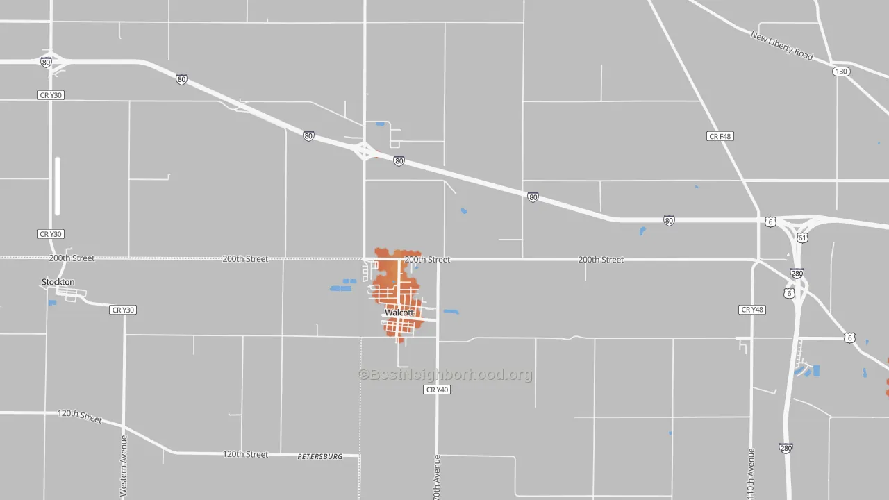Bike Grade map of Walcott, IA