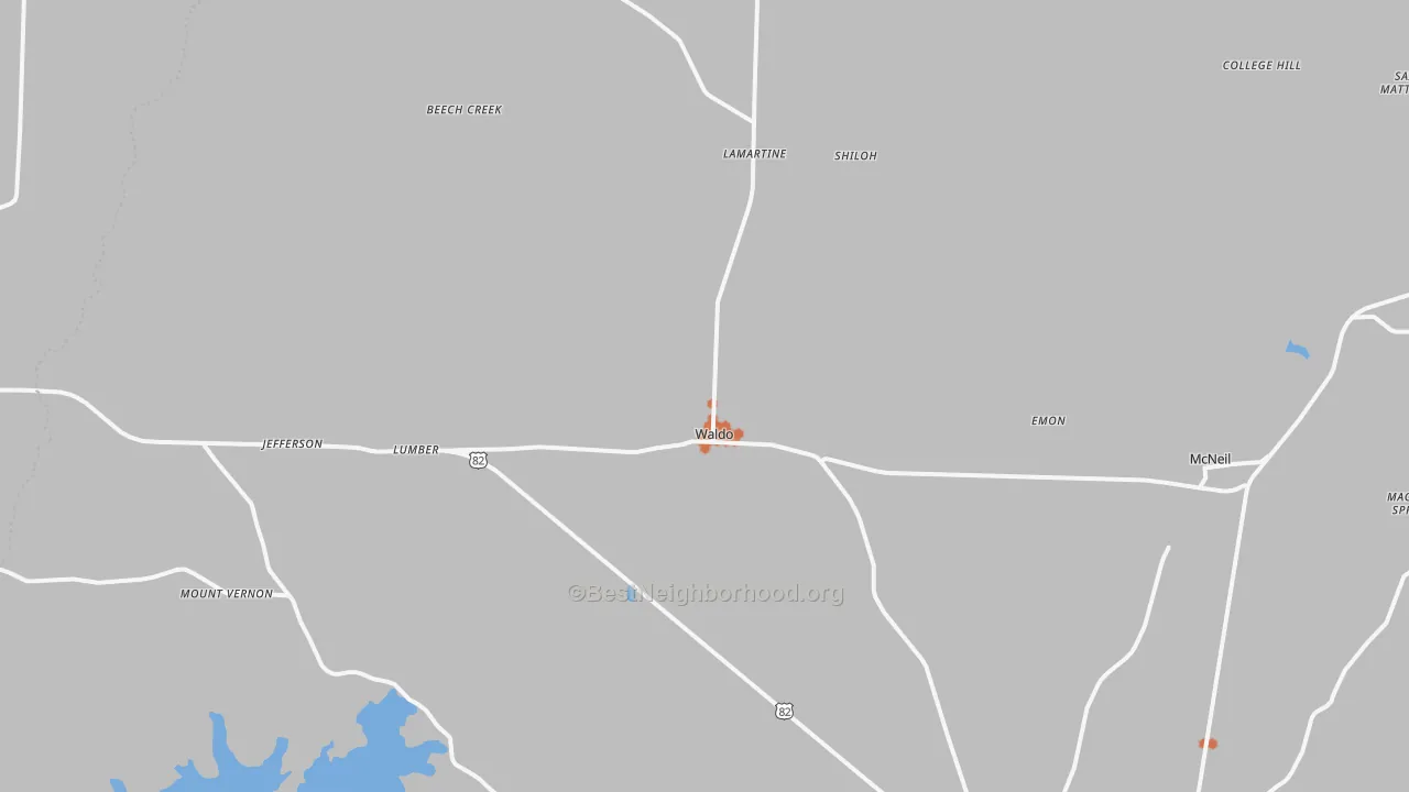 Bike Grade map of Waldo, AR