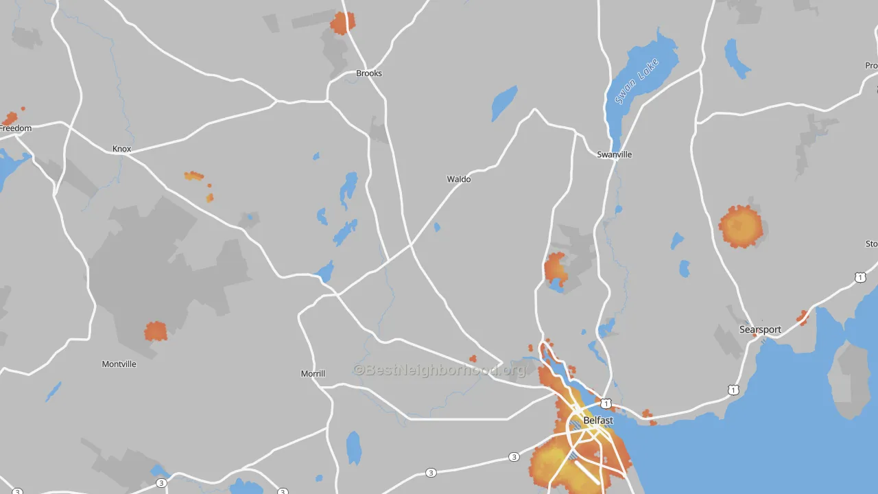 Bike Grade map of Waldo County, ME