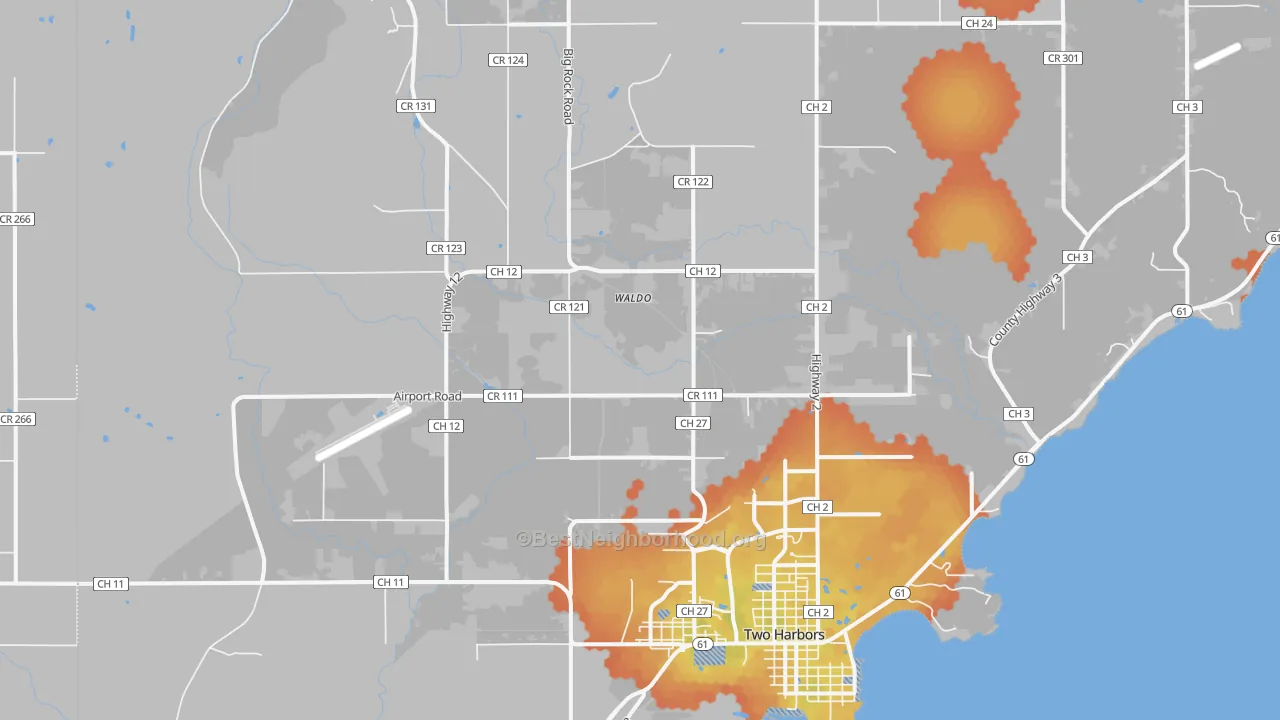 Bike Grade map of Waldo, MN