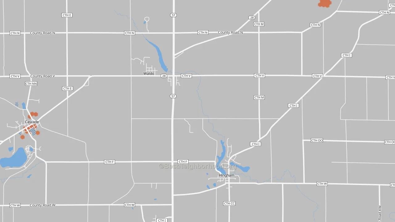Bike Grade map of Waldo, WI