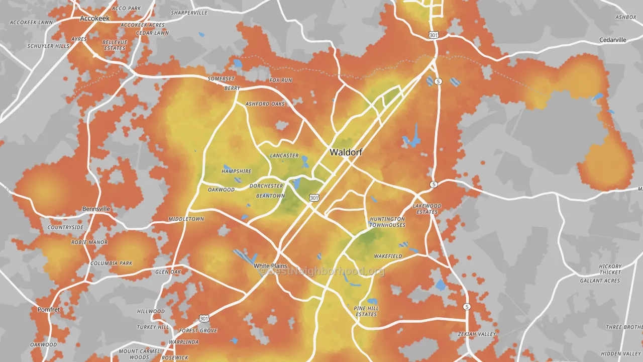 Bike Grade map of Waldorf, MD