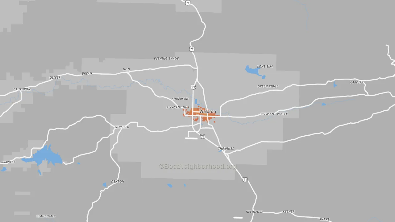 Bike Grade map of Waldron, AR