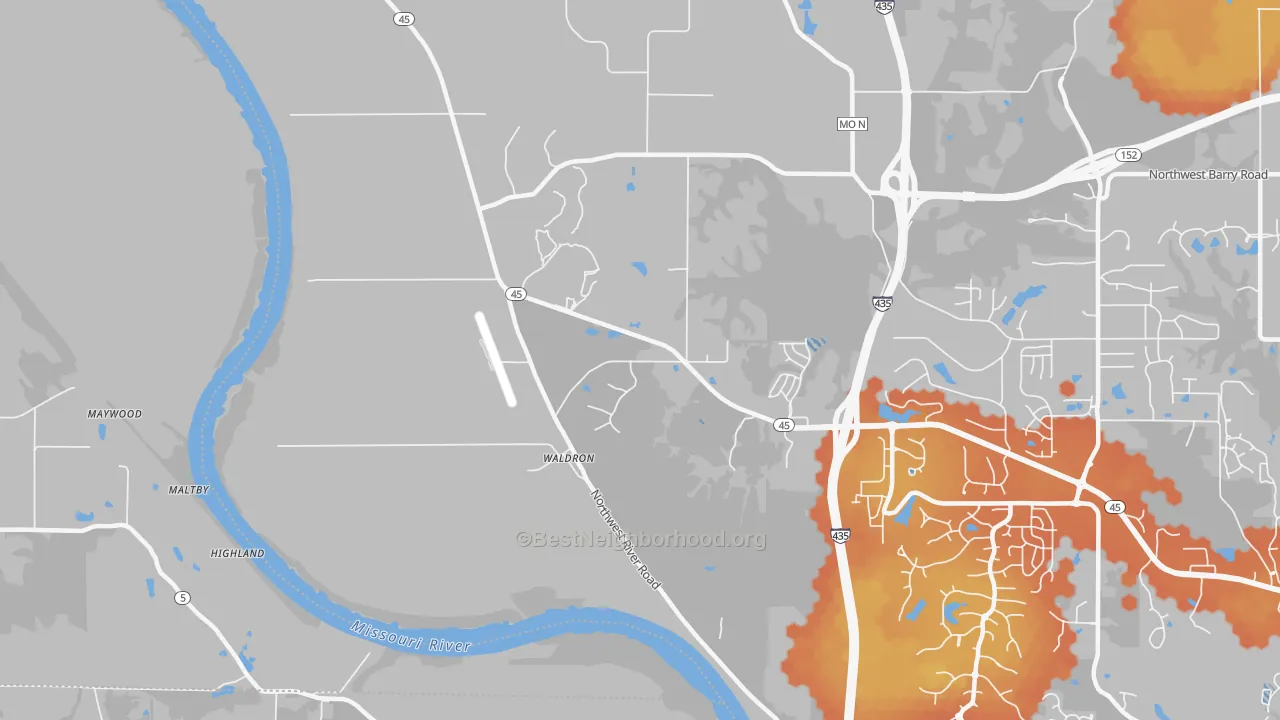 Bike Grade map of Waldron, MO