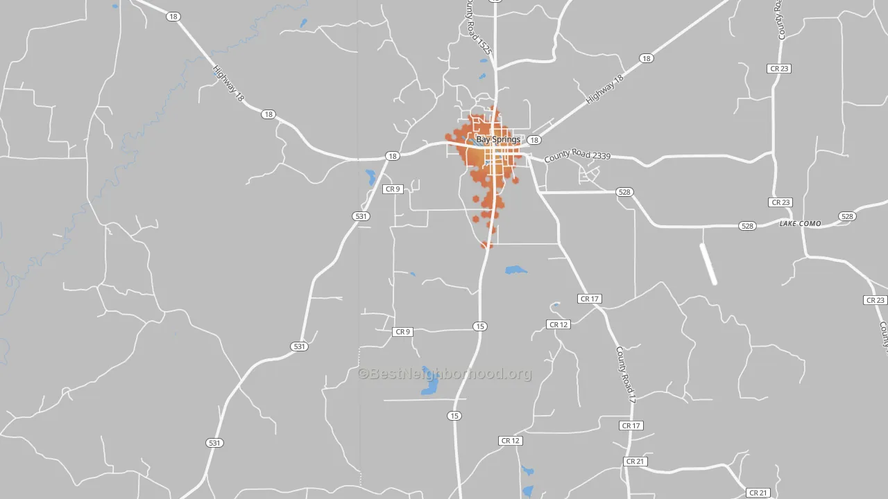 Bike Grade map of Waldrup, MS