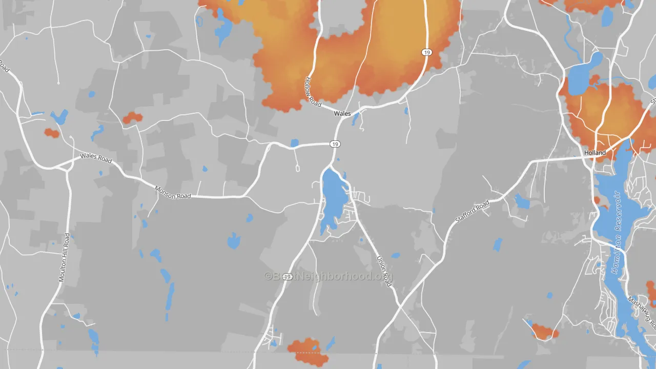 Bike Grade map of Wales, MA
