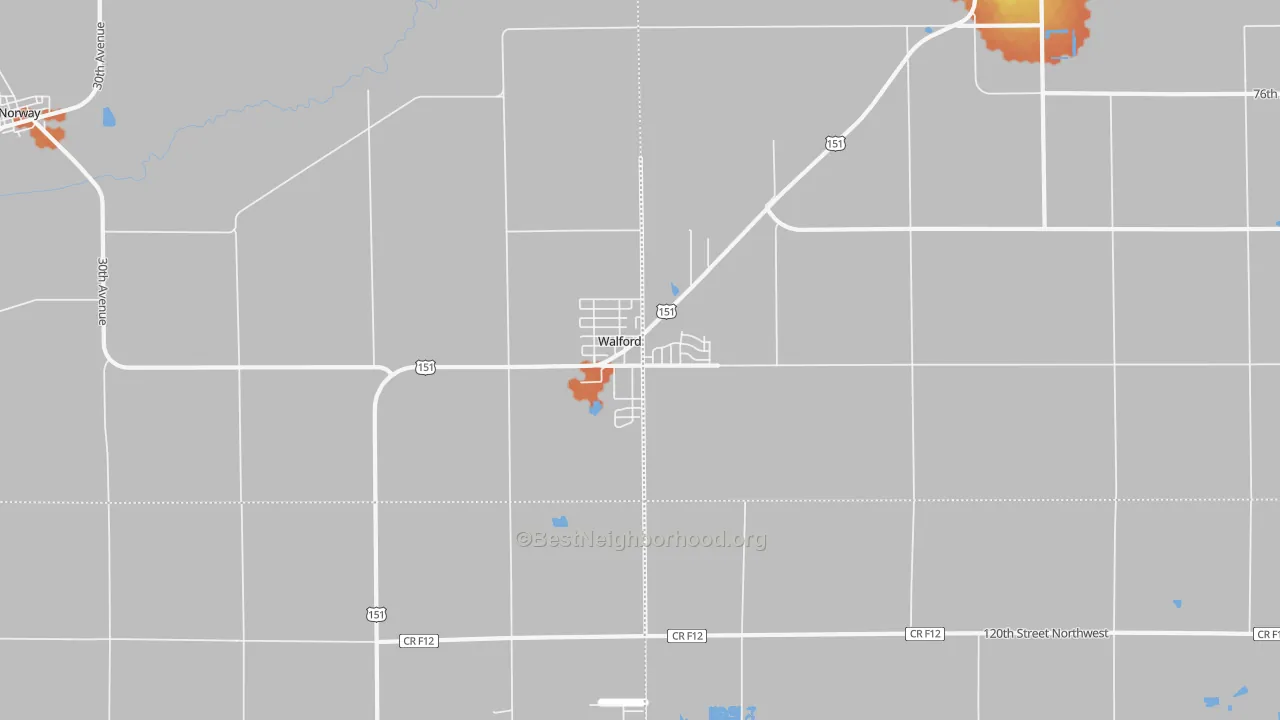 Bike Grade map of Walford, IA