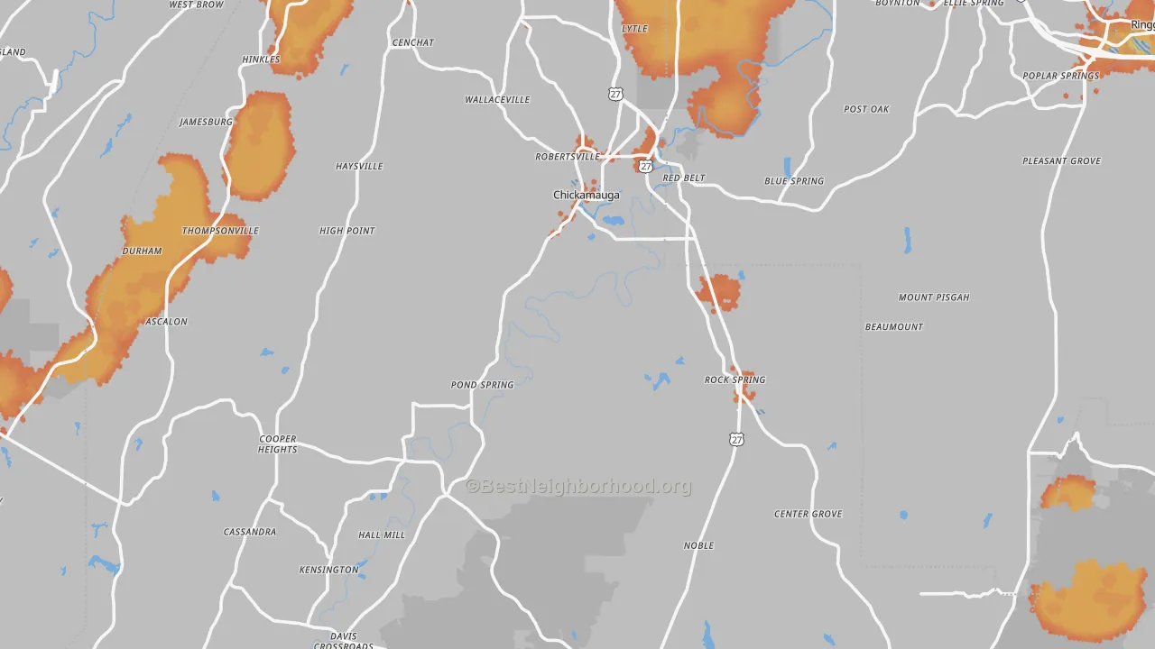 Bike Grade map of Walker County, GA