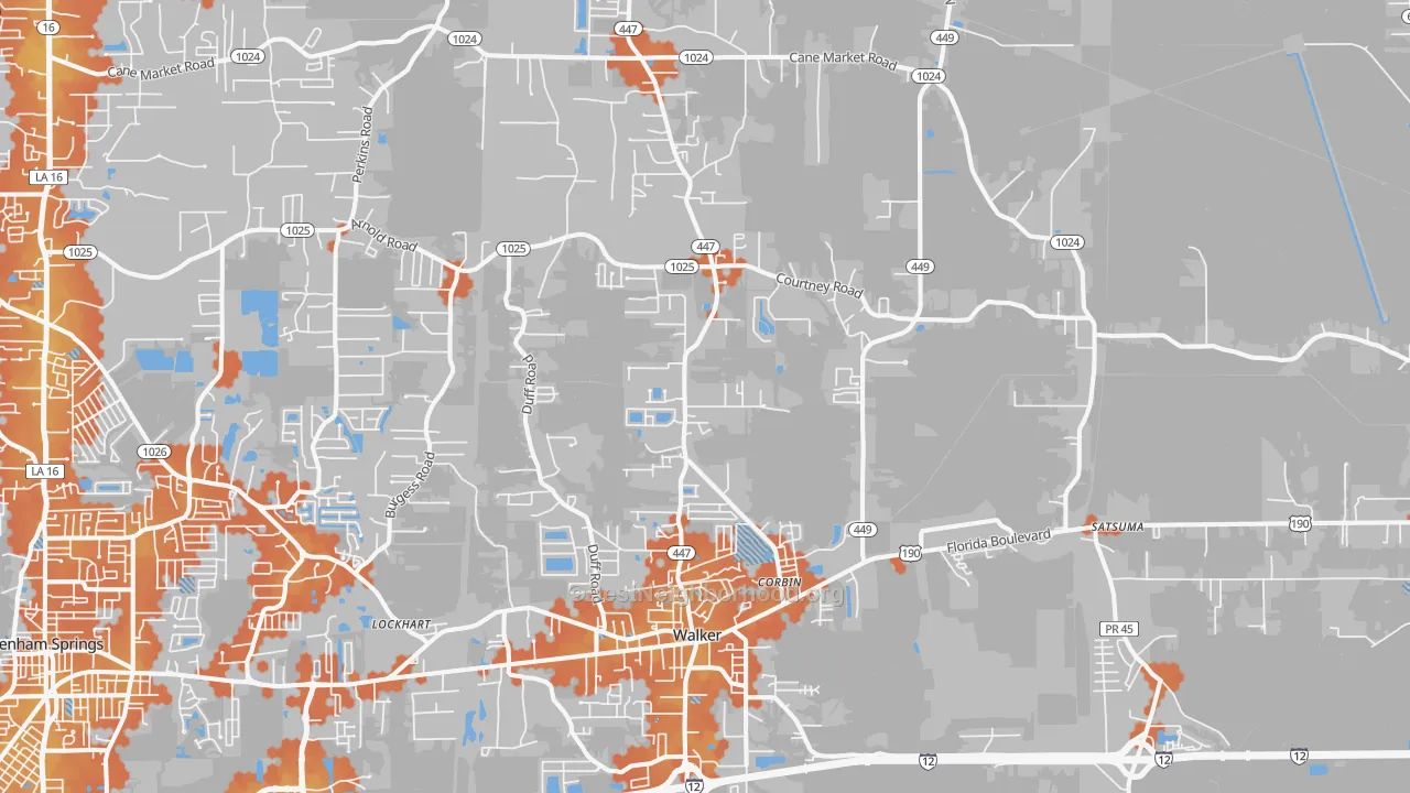 Bike Grade map of Walker, LA