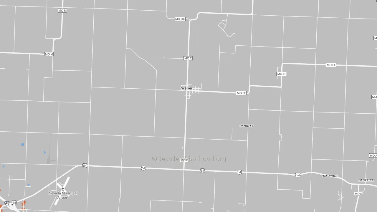 Bike Grade map of Walker, MO