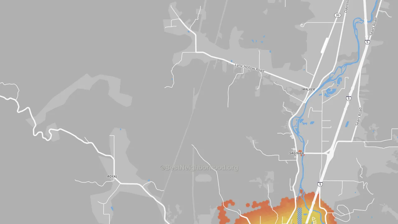 Bike Grade map of Walker, OR
