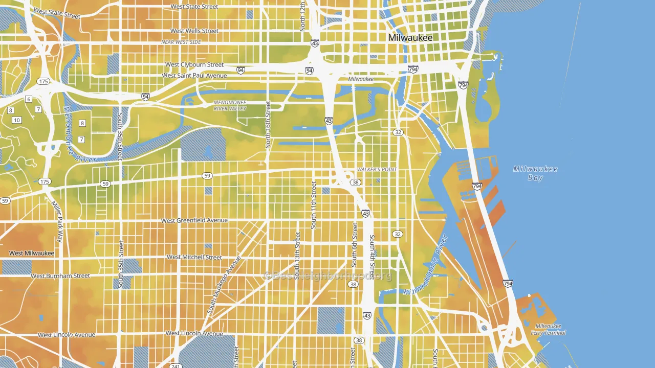 Bike Grade map of Walker's Point, Milwaukee, WI