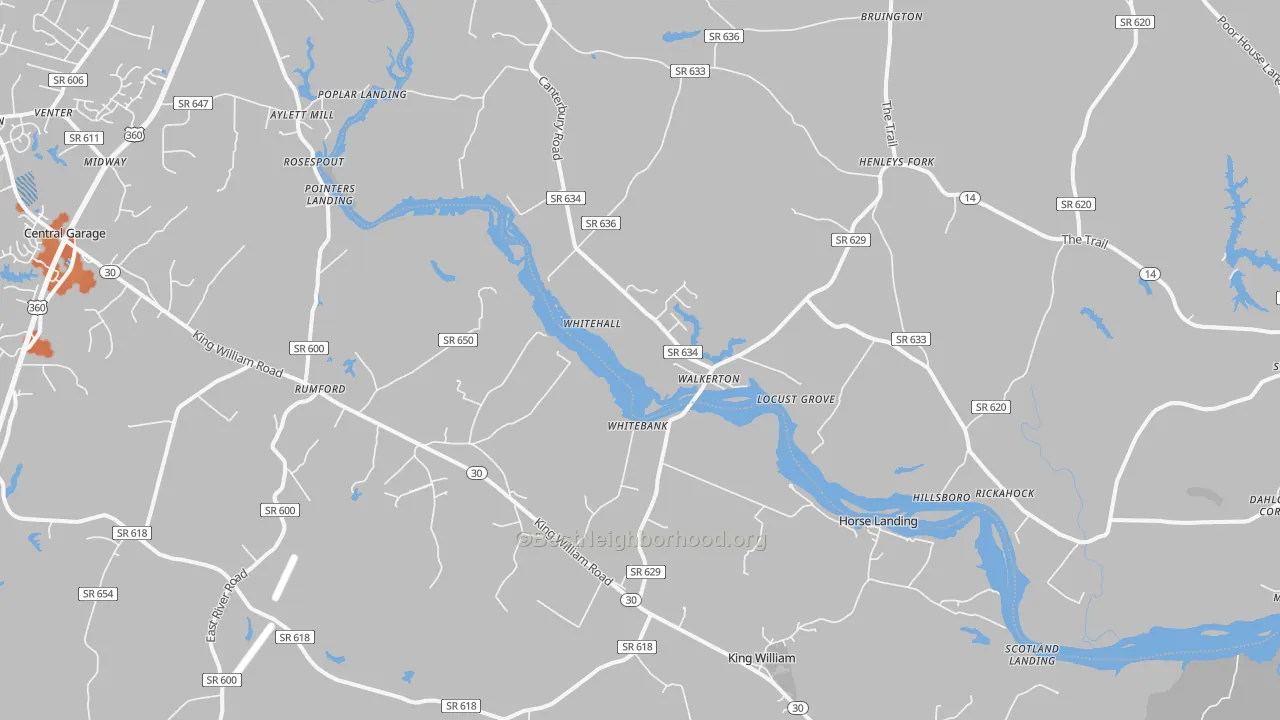 Bike Grade map of Walkerton, VA