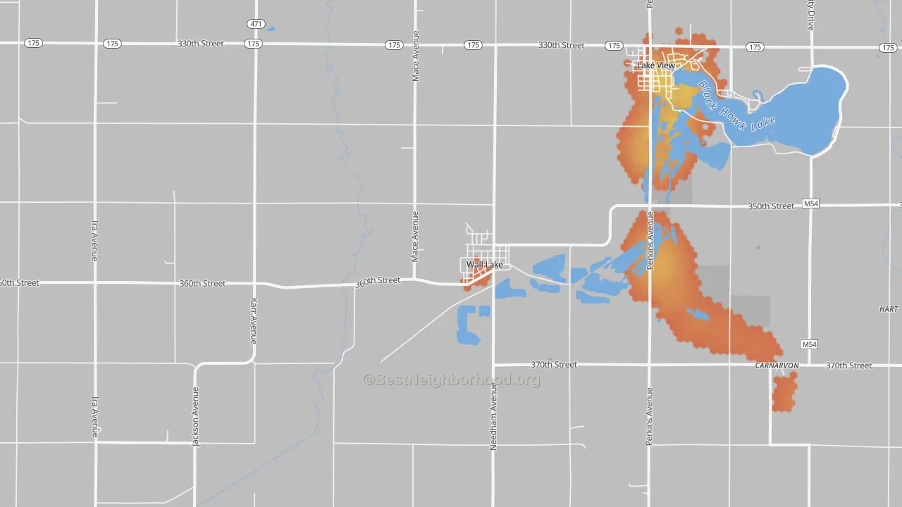 Bike Grade map of Wall Lake, IA