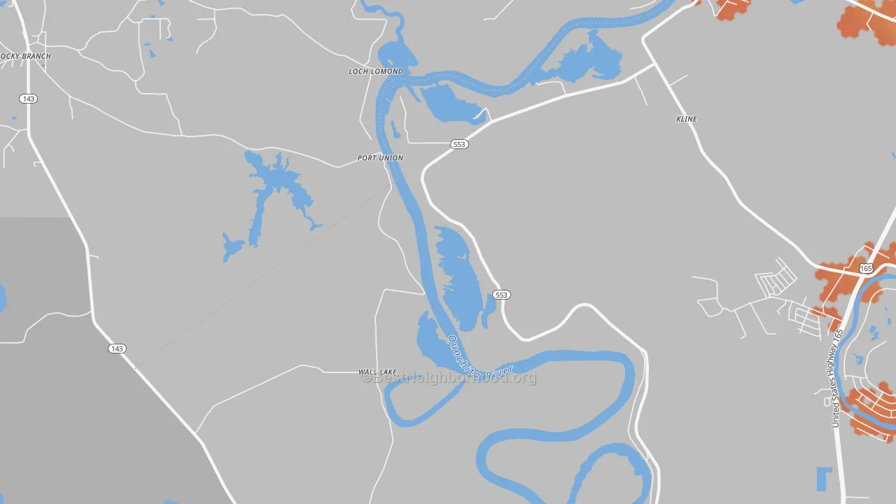 Bike Grade map of Wall Lake, LA