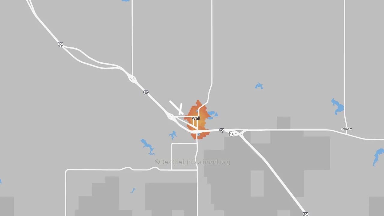 Bike Grade map of Wall, SD