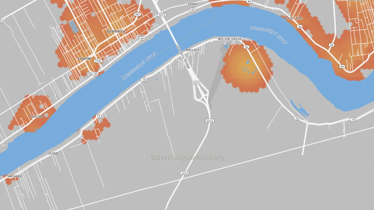 Bike Grade map of Wallace, LA