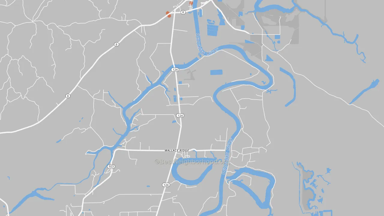 Bike Grade map of Wallace Ridge, LA