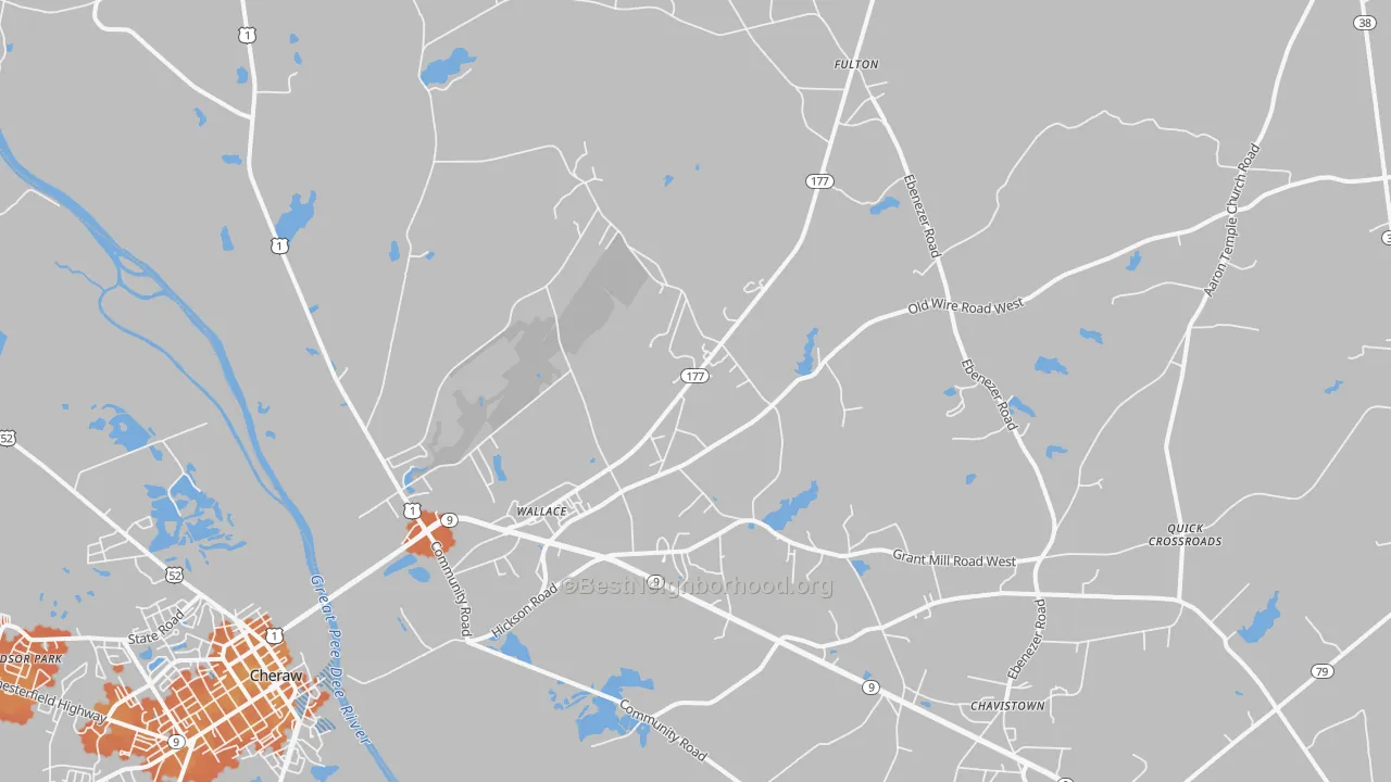 Bike Grade map of Wallace, SC