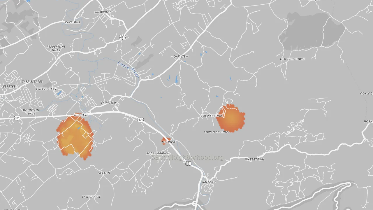 Bike Grade map of Walland, TN