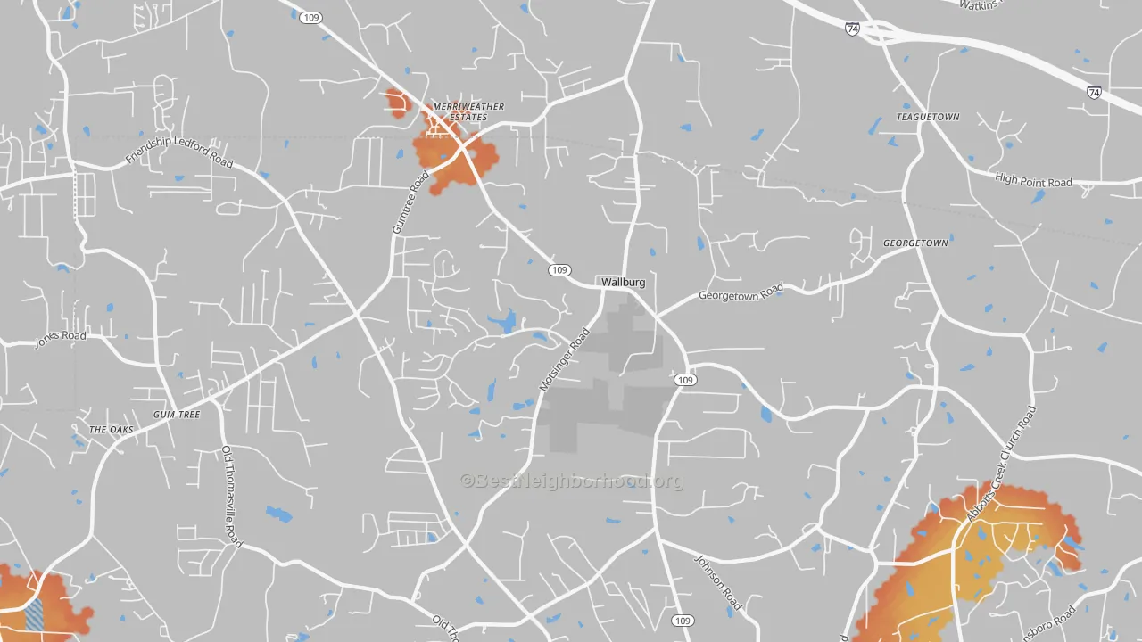 Bike Grade map of Wallburg, NC