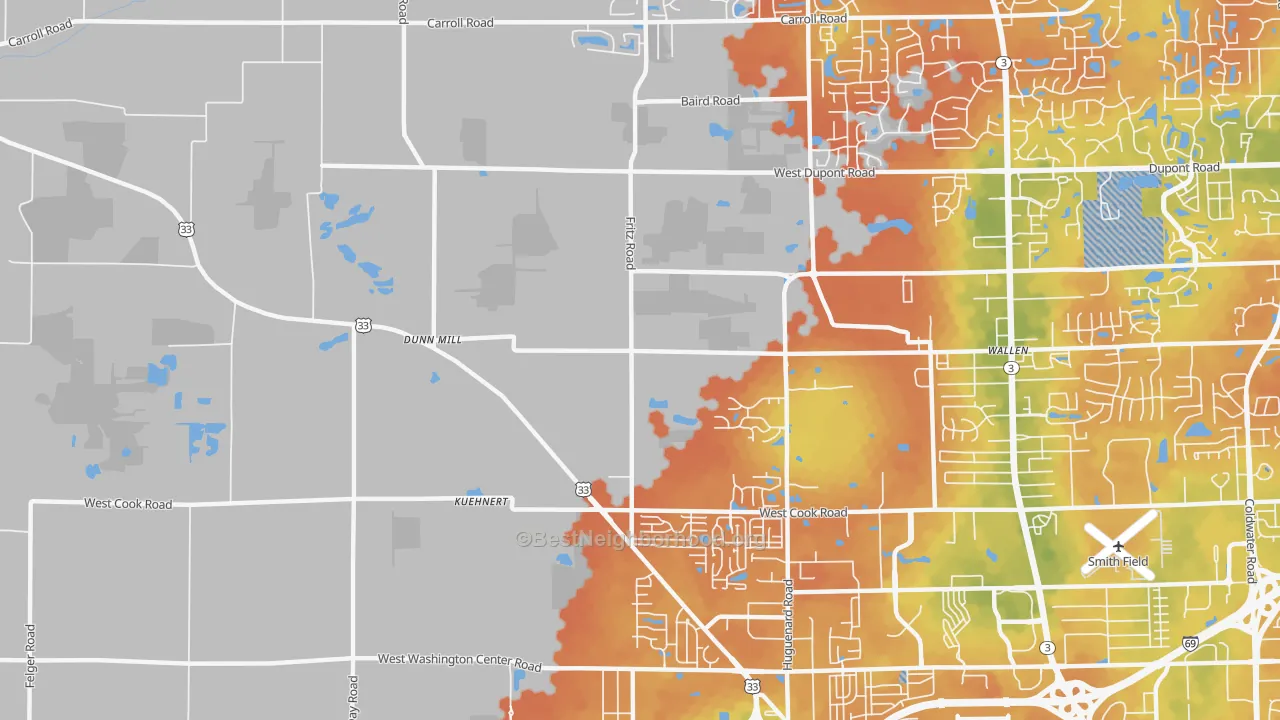 Bike Grade map of Wallen, IN