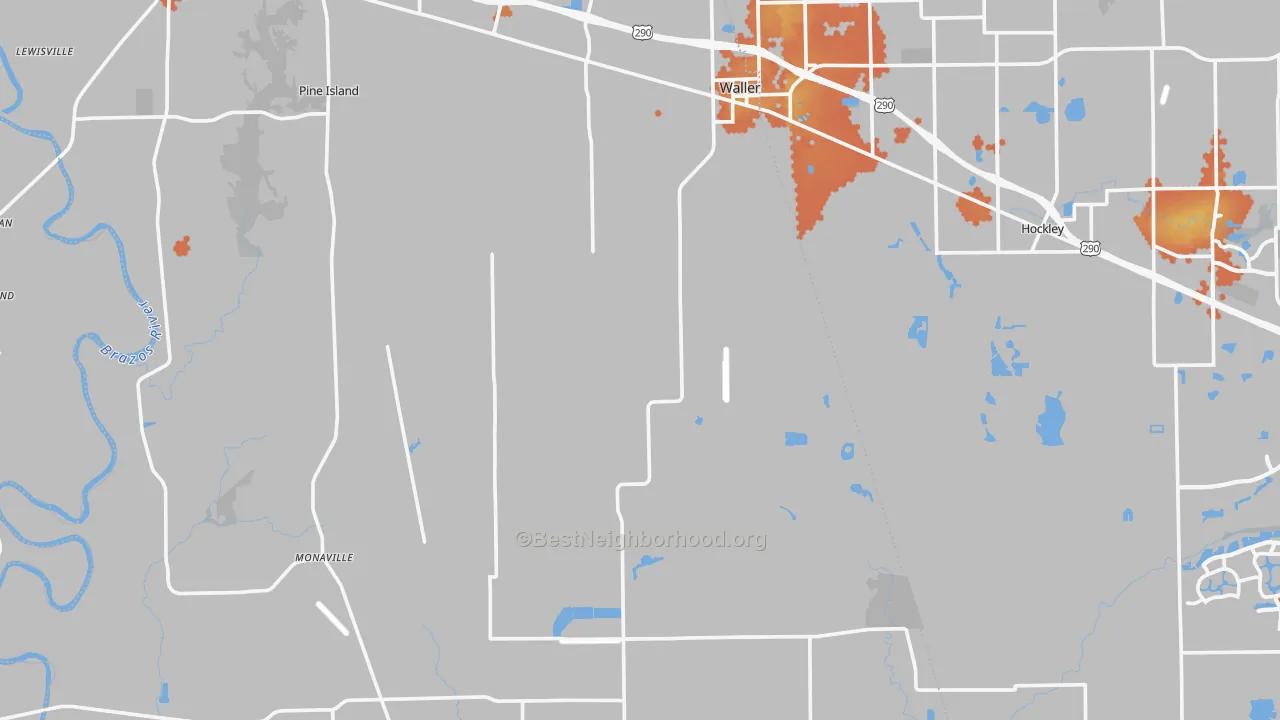 Bike Grade map of Waller County, TX