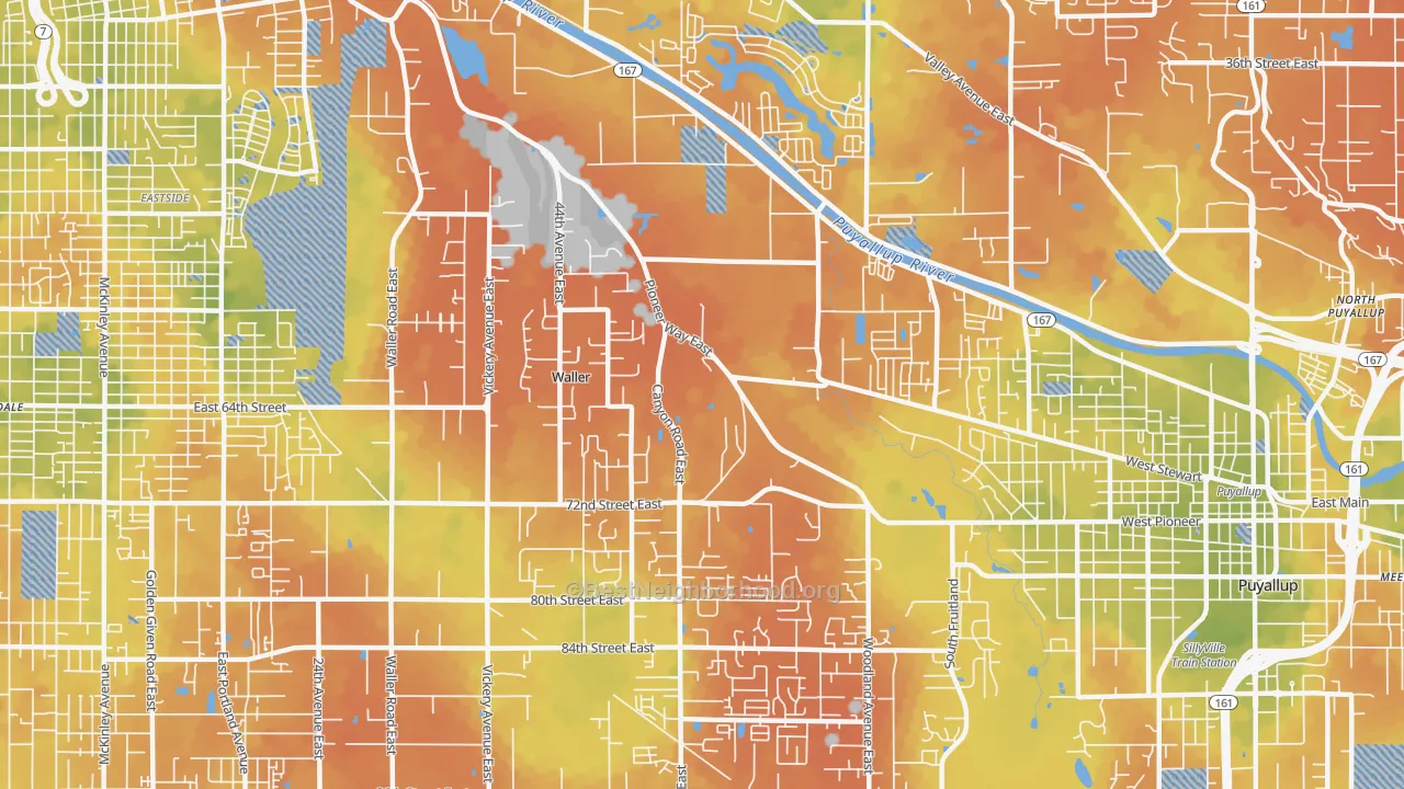 Bike Grade map of Waller, Tacoma, WA