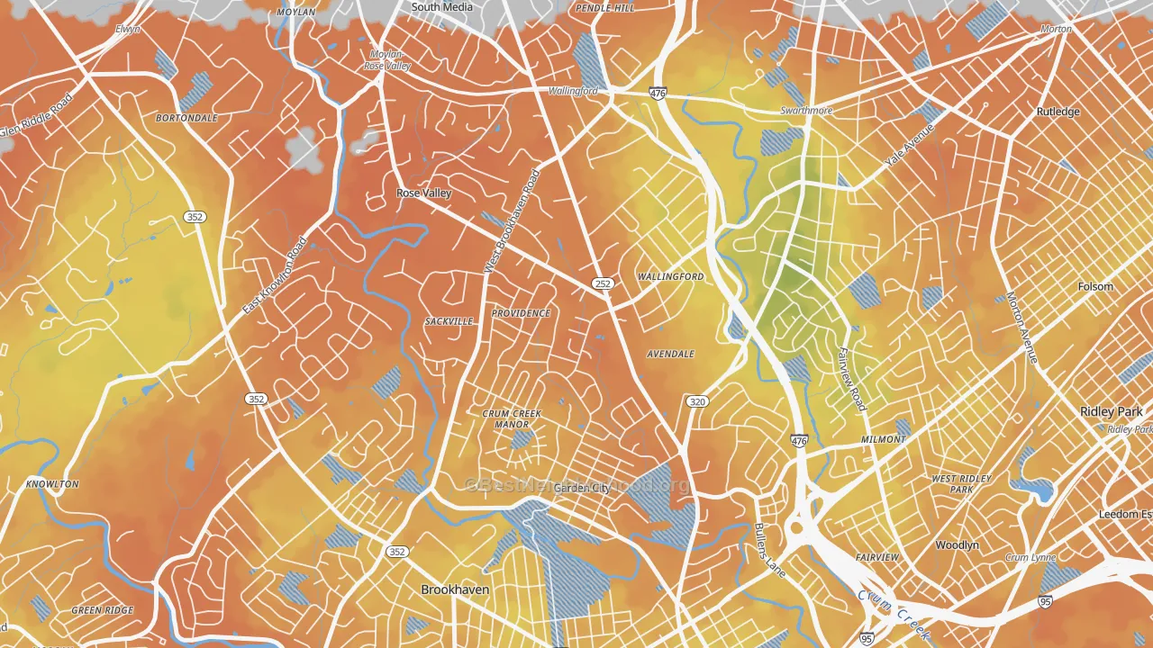 Bike Grade map of Wallingford, PA
