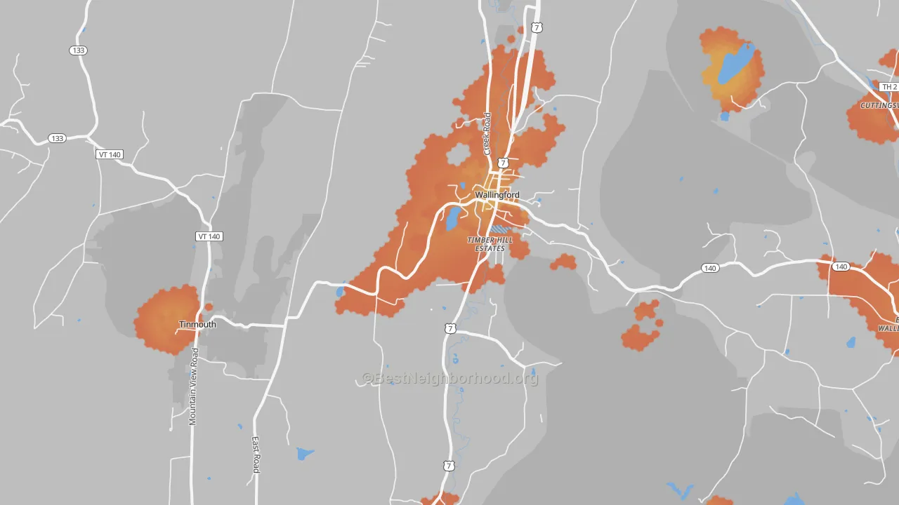 Bike Grade map of Wallingford, VT