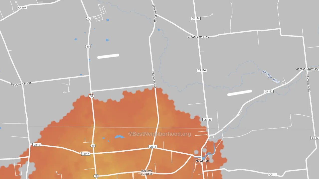 Bike Grade map of Wallins Corner, NY