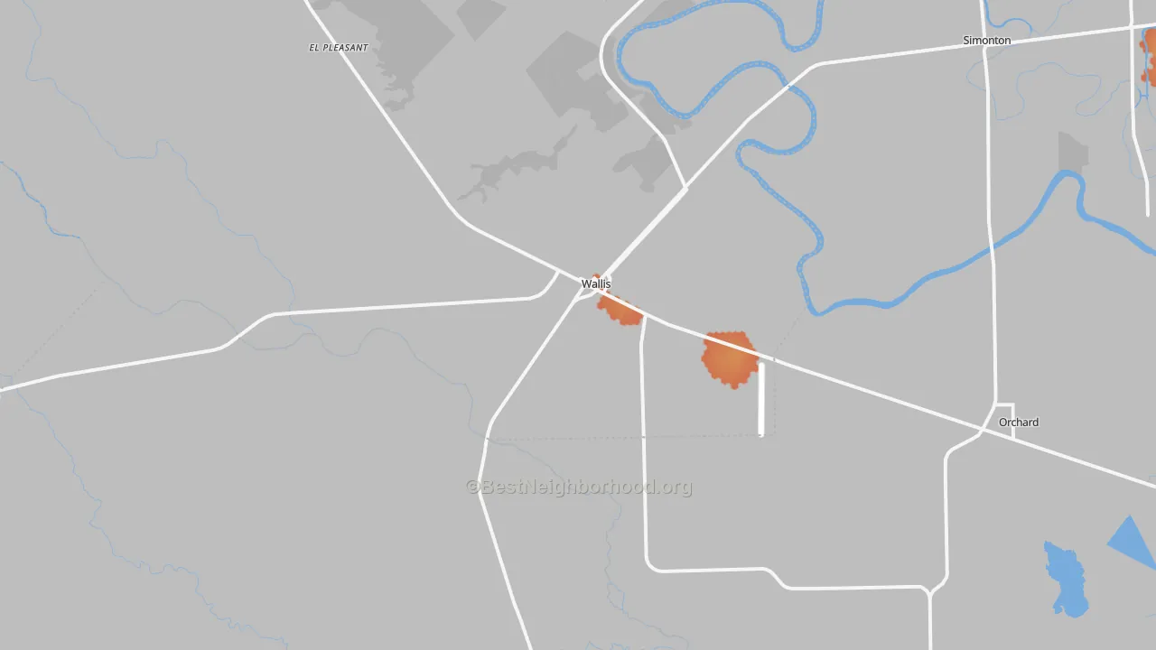 Bike Grade map of Wallis, TX