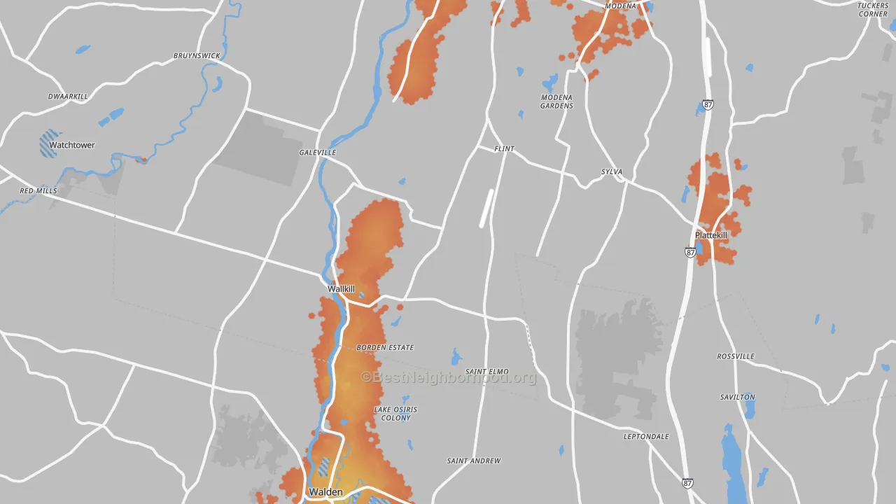 Bike Grade map of Wallkill, NY