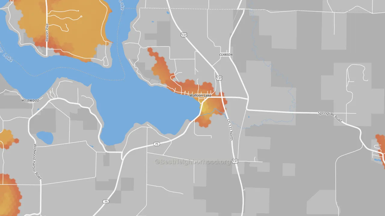 Bike Grade map of Walloon Lake, MI