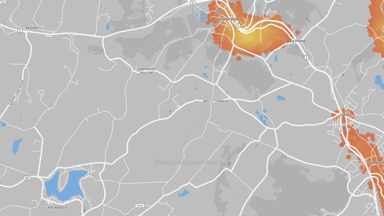 Bike Grade map of Walls Corners, PA