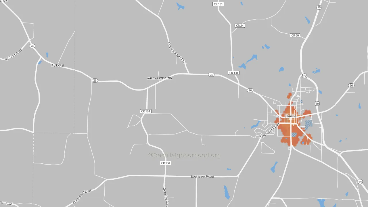 Bike Grade map of Walls Crossing, GA