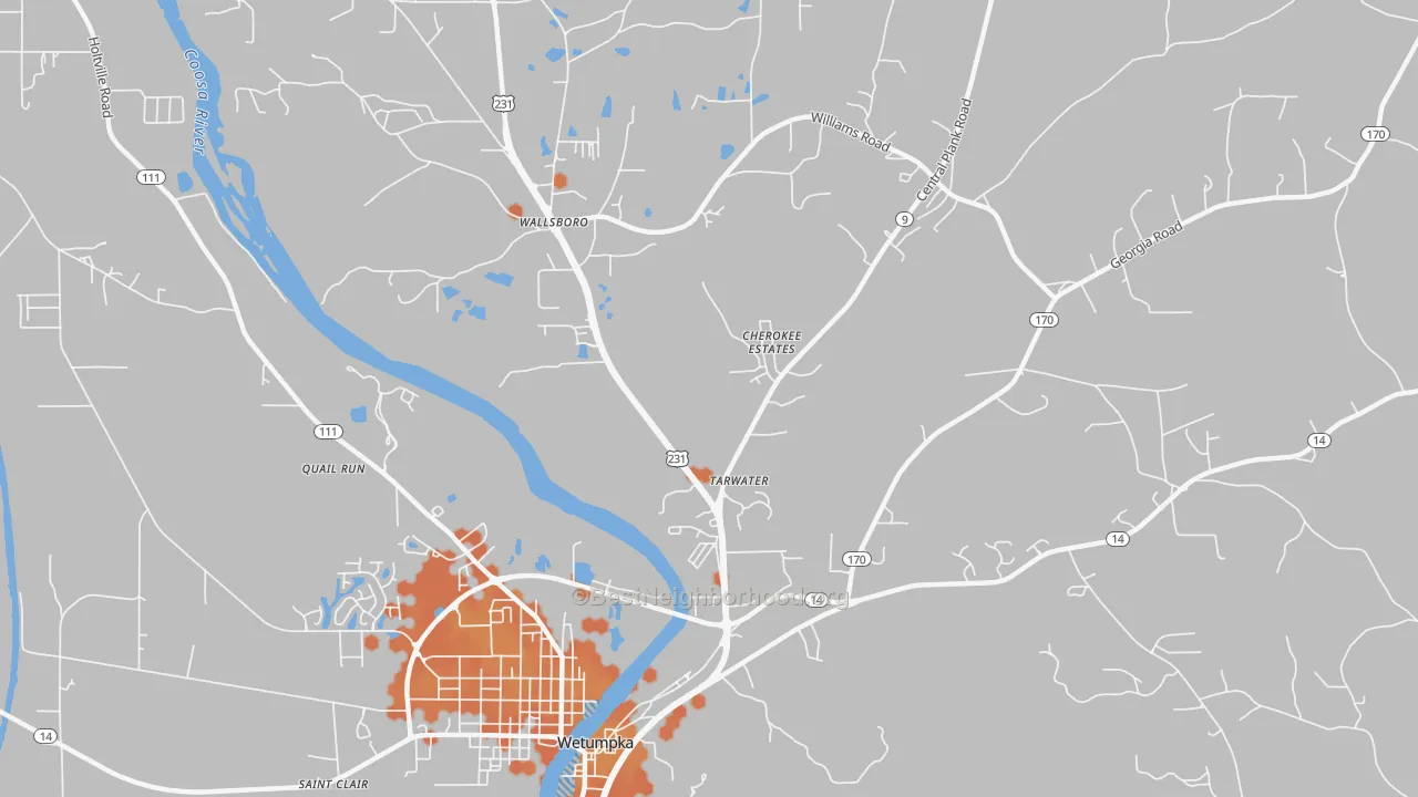 Bike Grade map of Wallsboro, AL