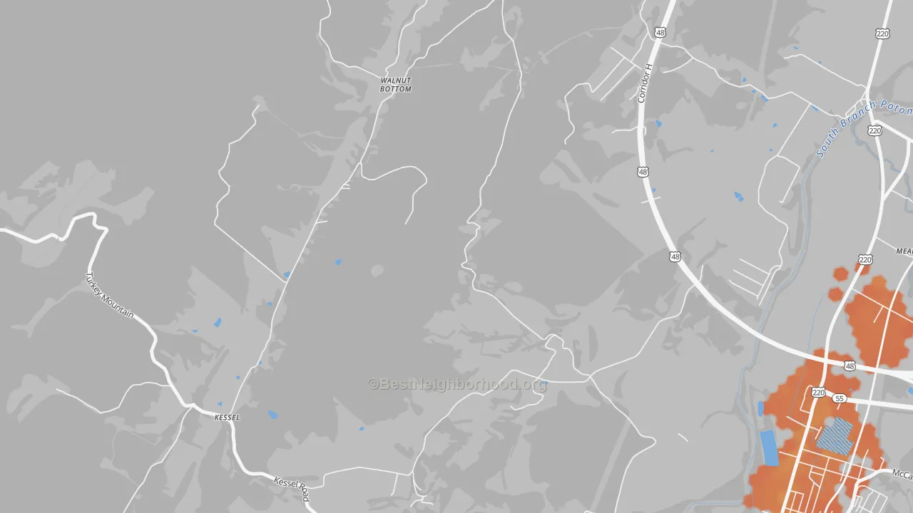 Bike Grade map of Walnut Bottom, WV
