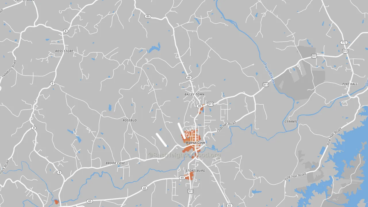 Bike Grade map of Walnut Cove, NC