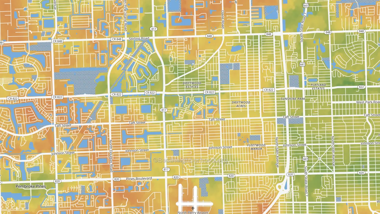 Bike Grade map of Walnut Creek, Pembroke Pines, FL