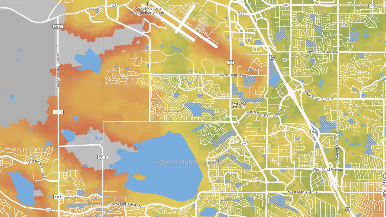 Bike Grade map of Walnut Grove, Broomfield, CO