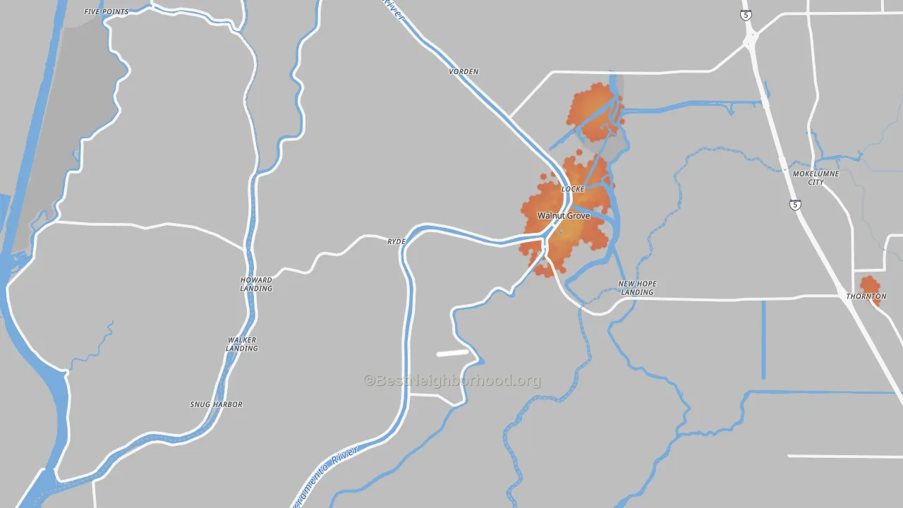 Bike Grade map of Walnut Grove, CA