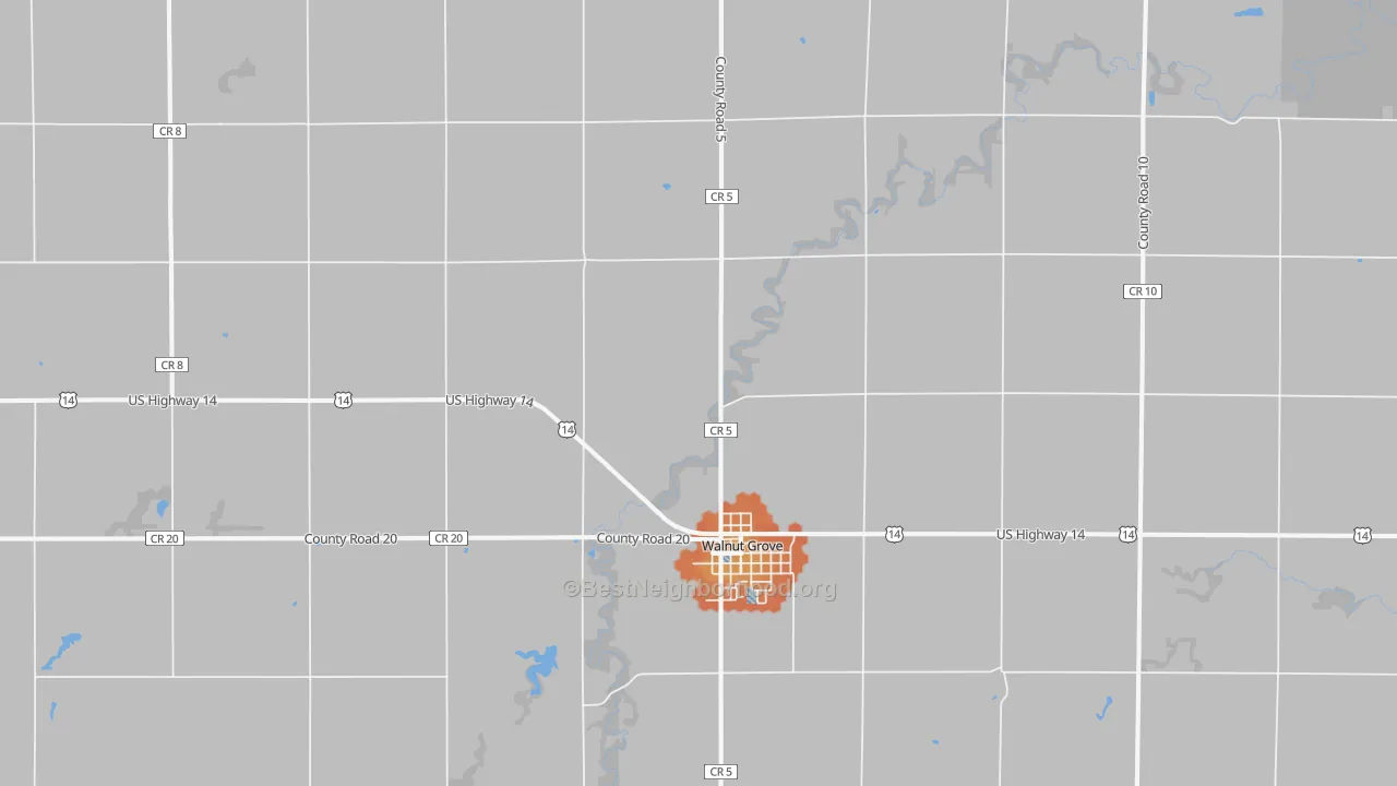 Bike Grade map of Walnut Grove, MN