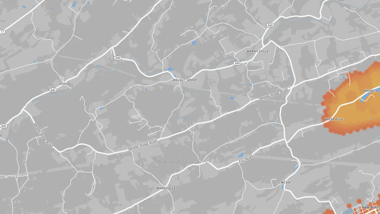 Bike Grade map of Walnut Grove, PA