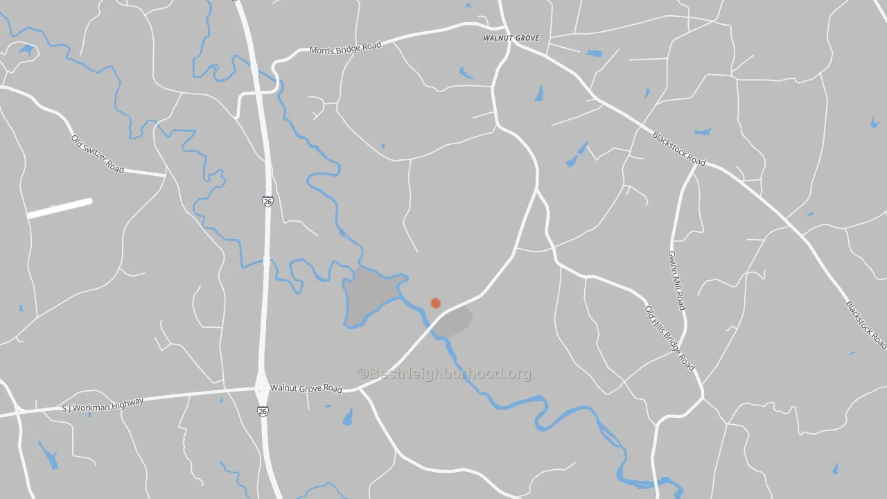 Bike Grade map of Walnut Grove, SC