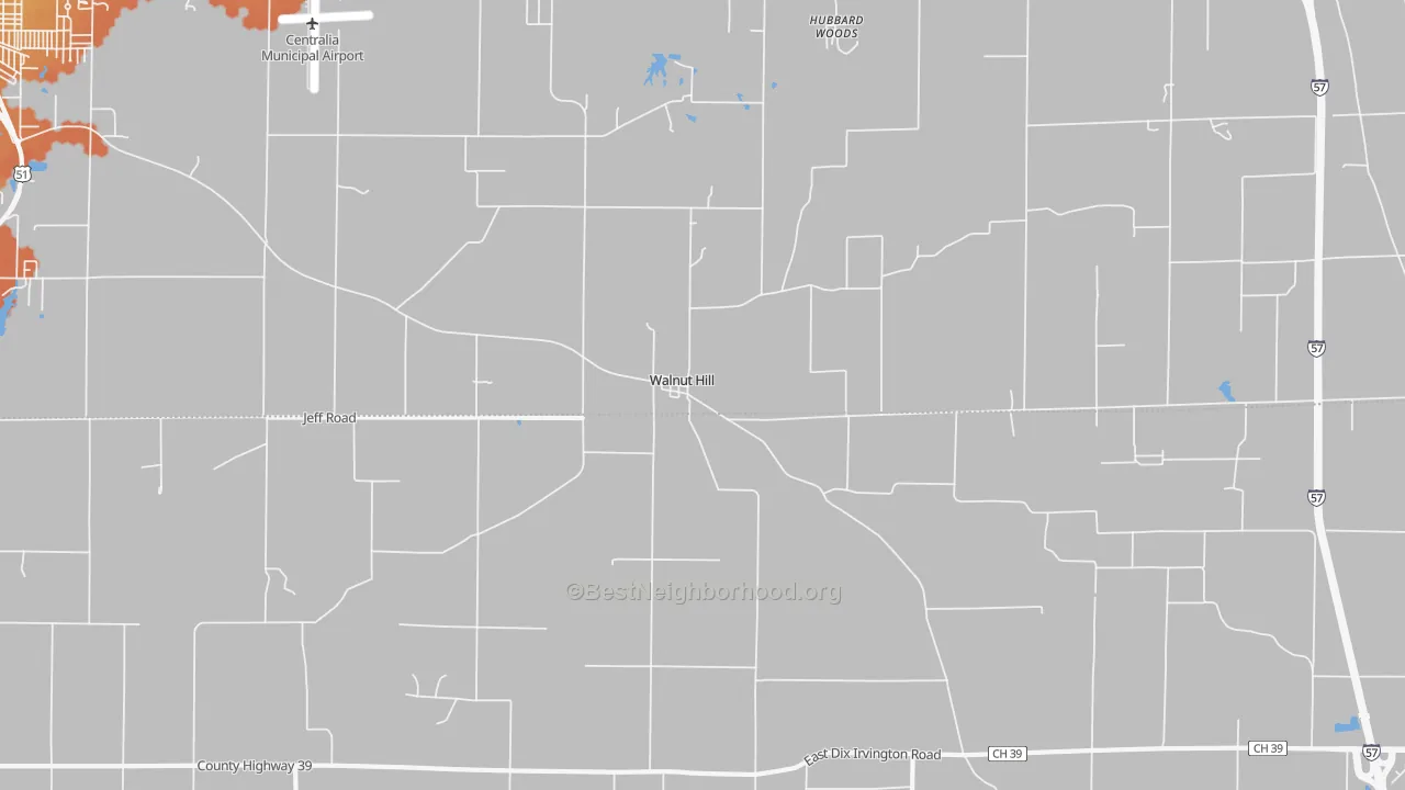 Bike Grade map of Walnut Hill, IL