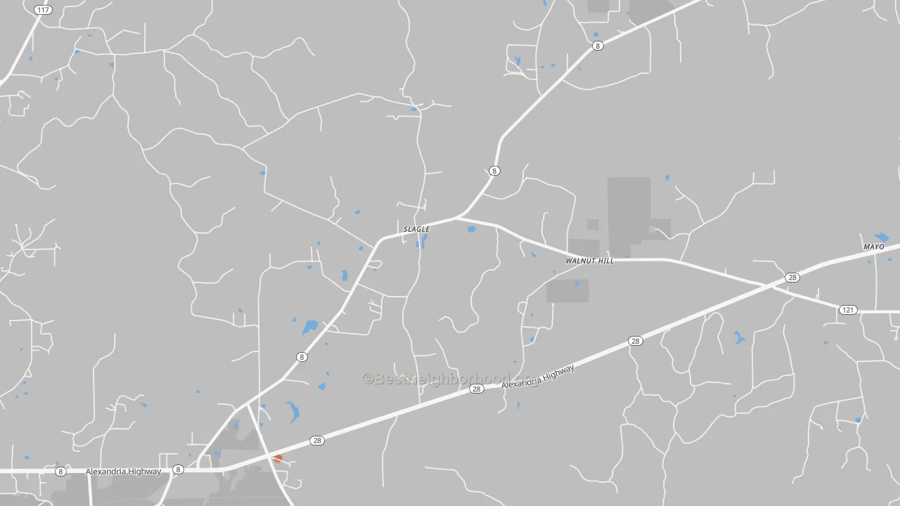 Bike Grade map of Walnut Hill, LA