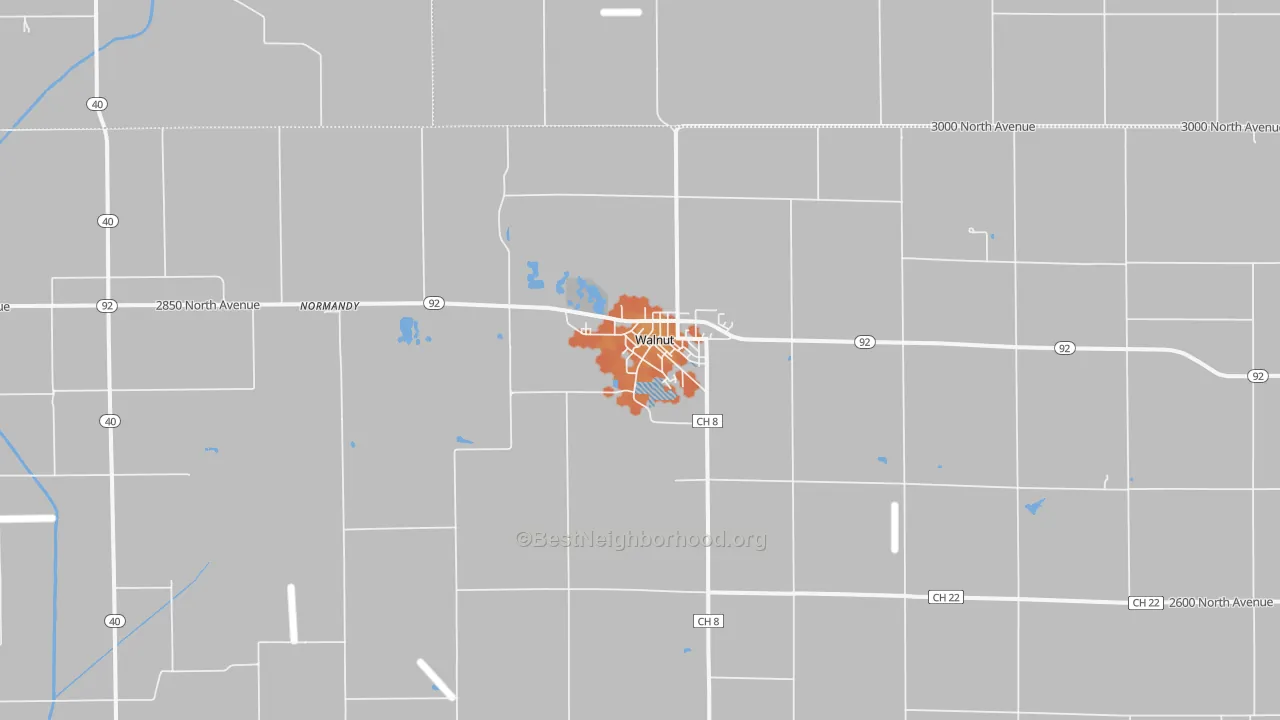 Bike Grade map of Walnut, IL